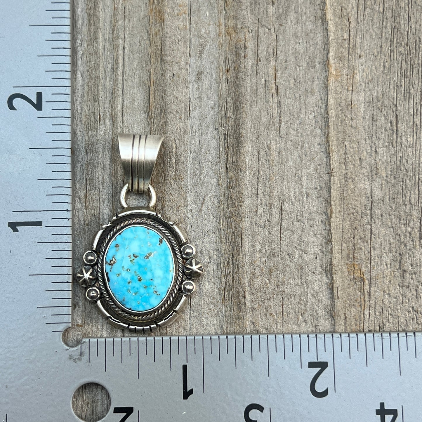 Kingman Turquoise pendant sterling silver Marita Benally Navajo 738