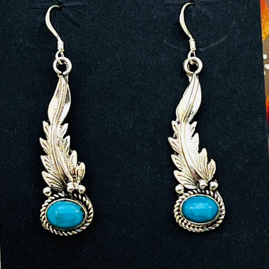 Turquoise  earrings sterling silver Rita Largo Navajo handmade ER36