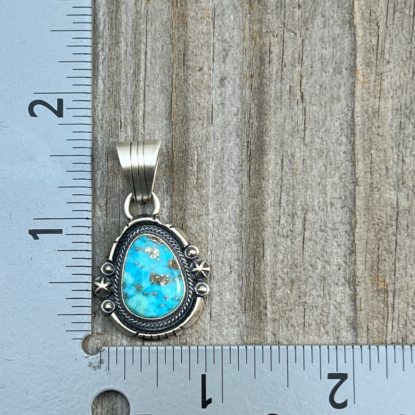 Kingman Turquoise pendant sterling silver Marita Benally Navajo 740