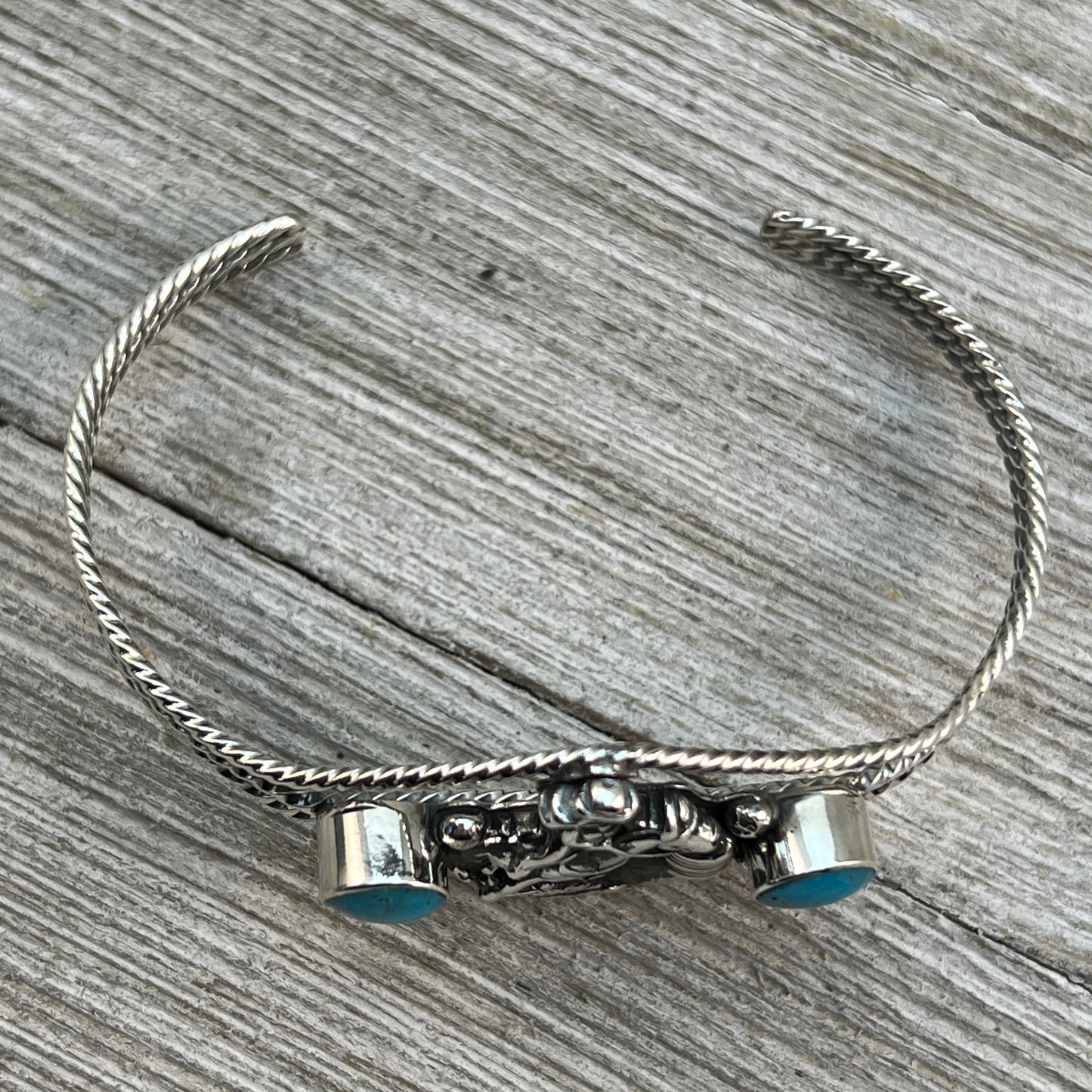 Barrel Racer Sterling silver turquoise cuff Bracelet Navajo handmade Marie Bahe 1