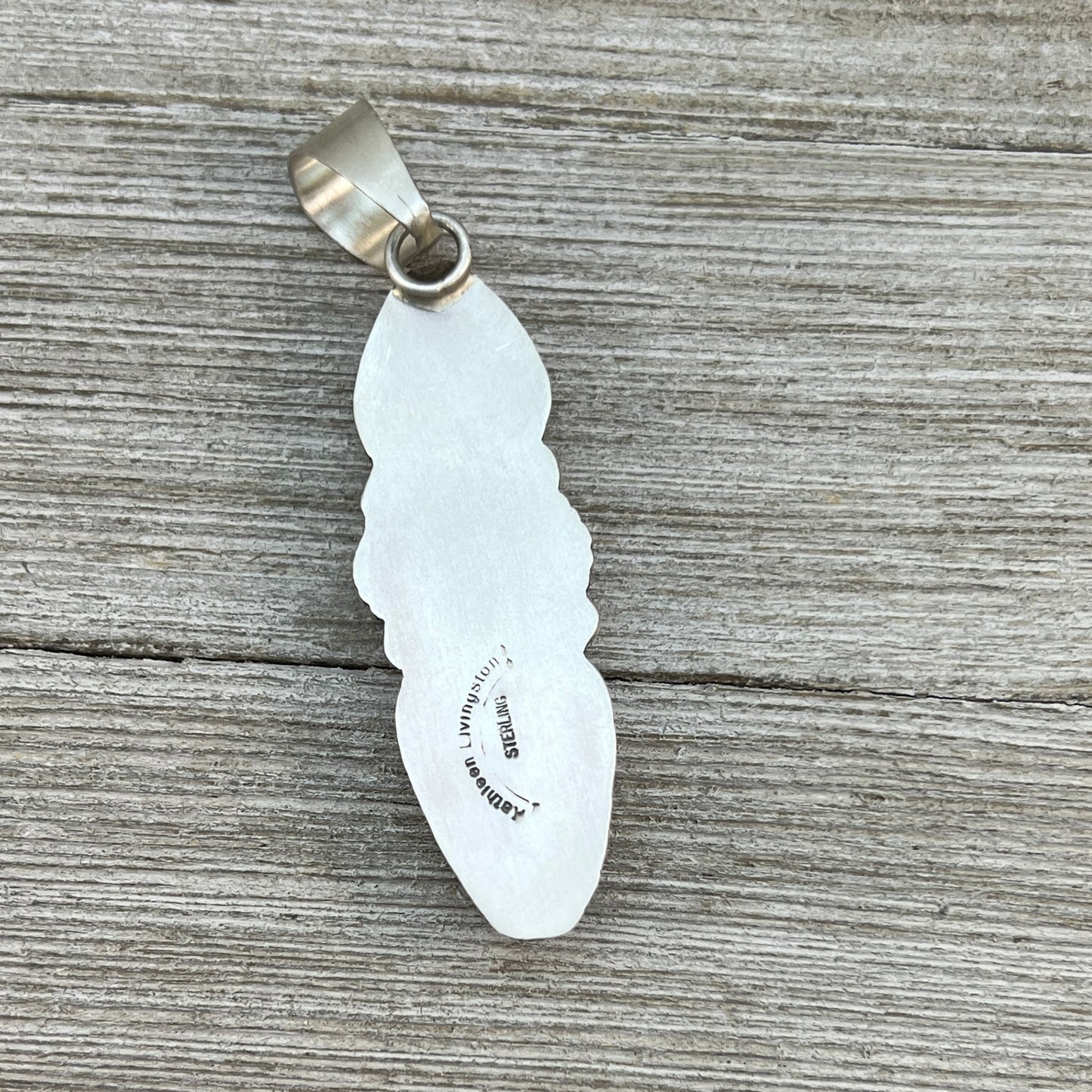 Egyptian Turquoise sterling silver pendant 5 Navajo Kathleen Livingston