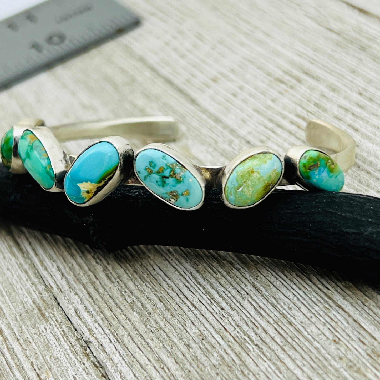 6 1/2" Sonoran Gold polychrome Turquoise cuff bracelet sterling silver Verley Betone BR20