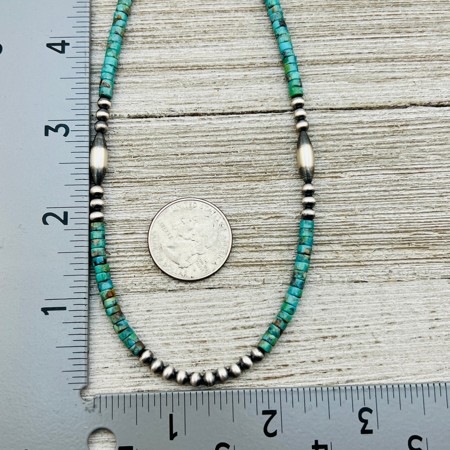 13" 14" 15" 16" 17" adjustable choker, Real Sterling Silver, oxidized, Turquoise Bead Necklace, Western Boho Pearl