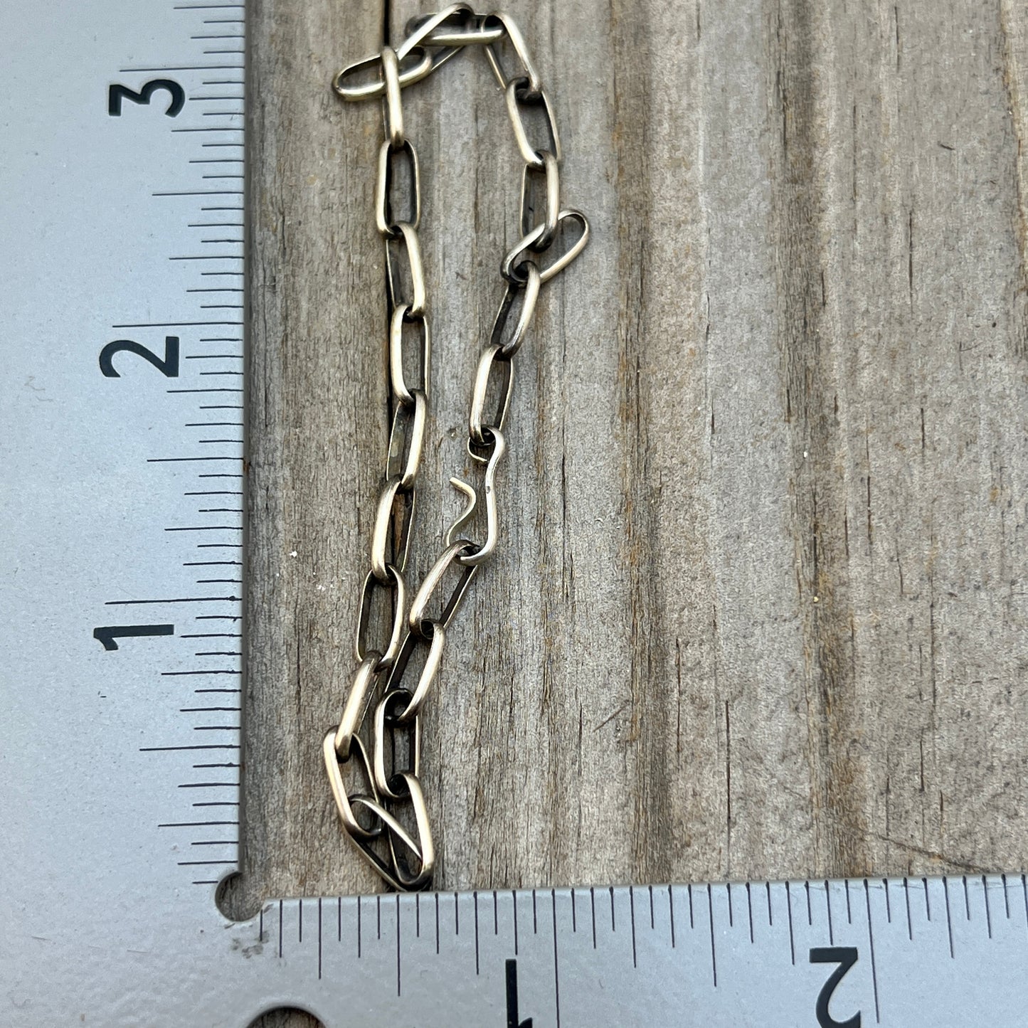 7 3/4" Handmade Sterling silver Paperclip link chain bracelet extension Navajo Sally Shirley CH1
