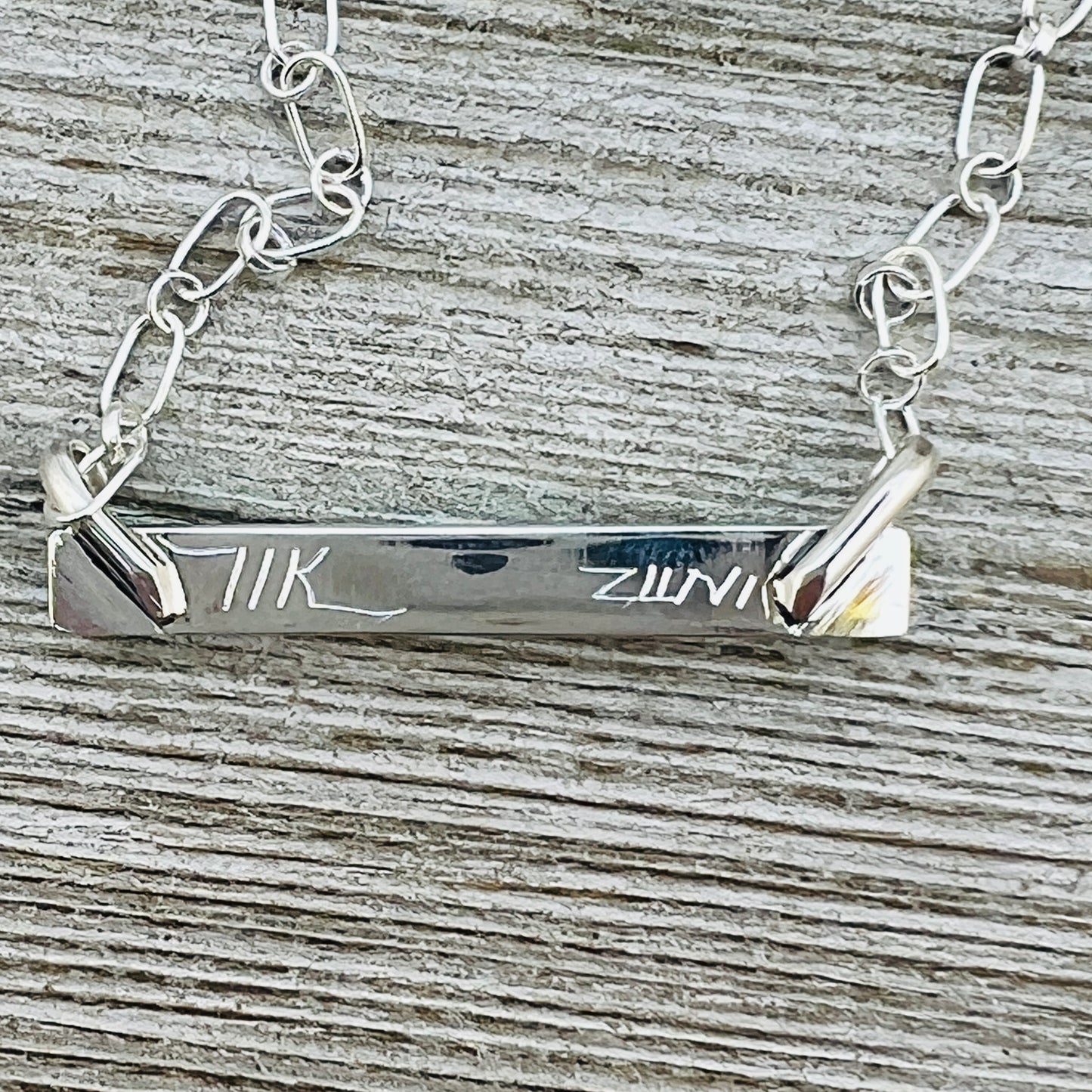 18" Turquoise inlay bar necklace Zuni handmade MaDerral Kallestewa