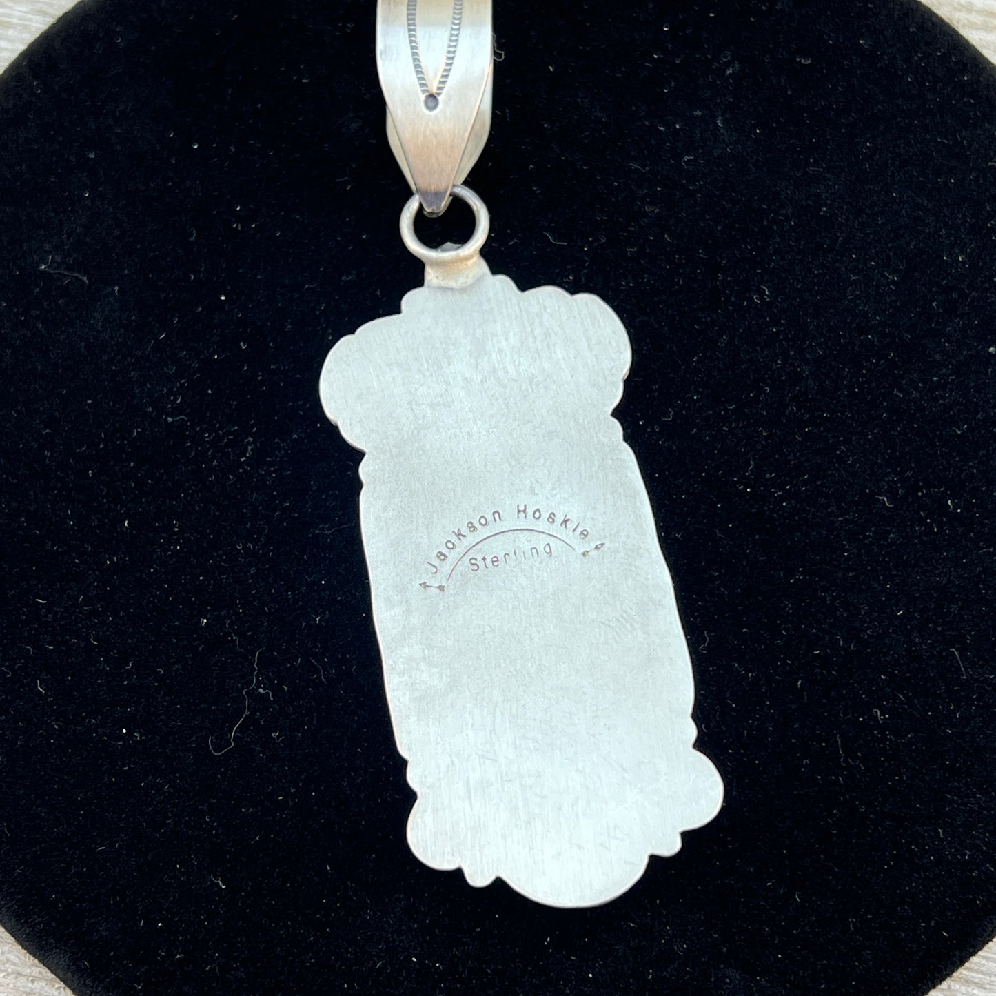 Natural #8 Turquoise sterling silver pendant Navajo Jackson Hoskie