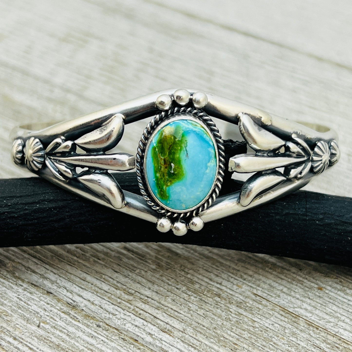 6 1/4" Sonoran Gold polychrome Turquoise cuff bracelet sterling silver Samuel Yellowhair BR9
