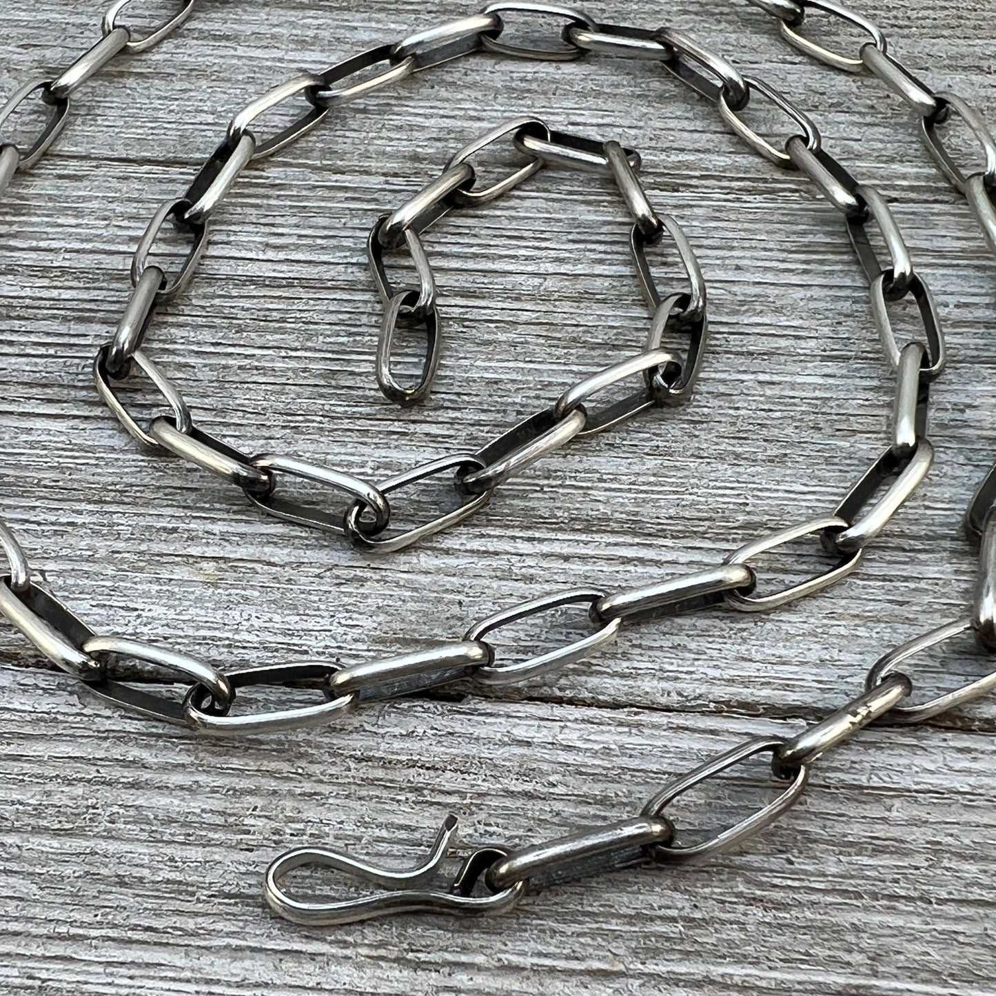 24" Sterling Silver Navajo Handmade Paper Clip Link Chain necklace Sally Shirley