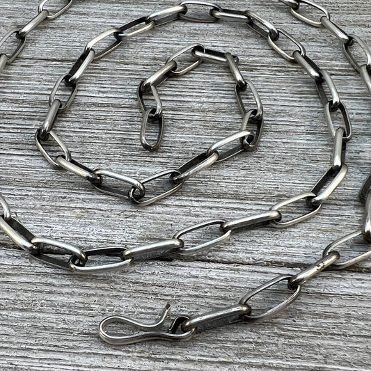 24" Sterling Silver Navajo Handmade Paper Clip Link Chain necklace Sally Shirley