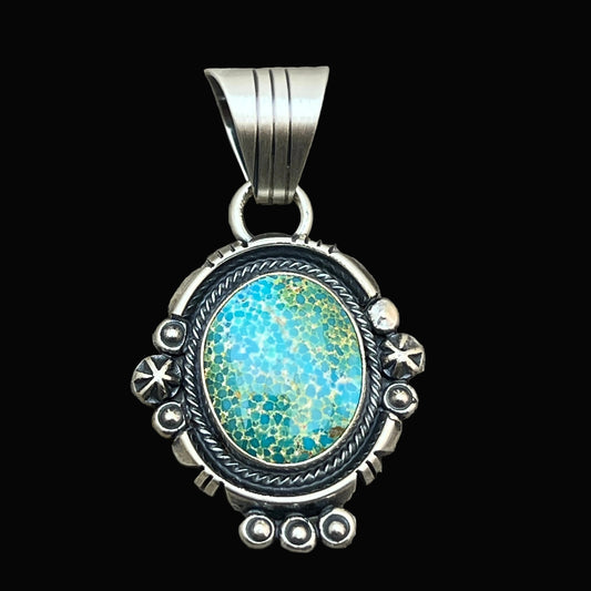 Kingman Turquoise pendant sterling silver Marita Benally Navajo 753