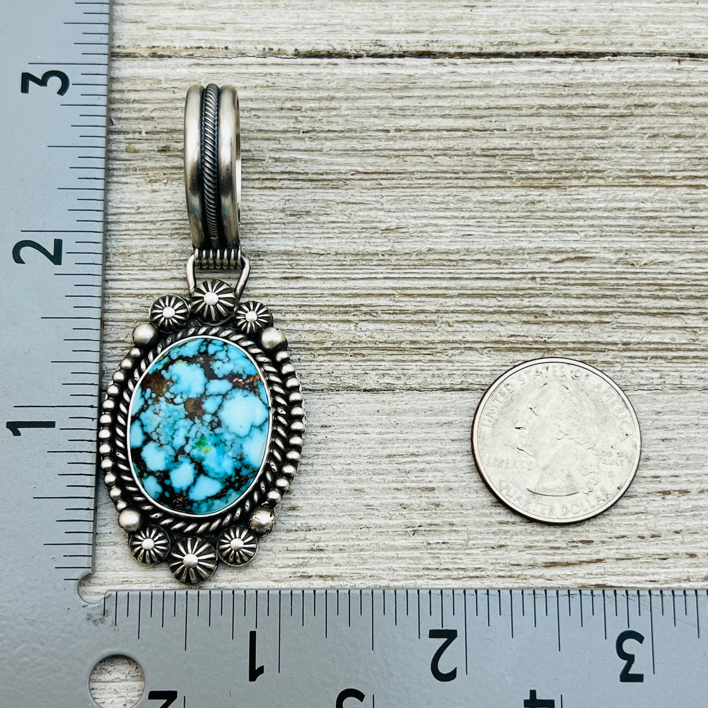 Blue Kingman Turquoise Pendant Navajo Sterling silver Michael Calladitto Navajo 854