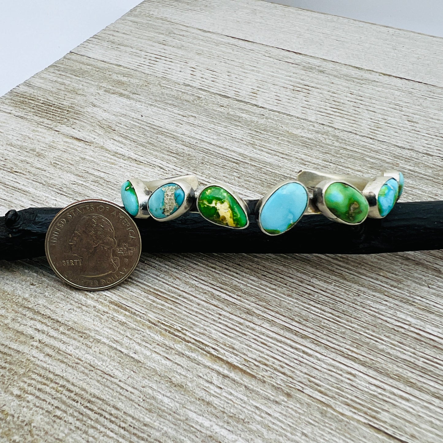 6 1/2" Sonoran Gold polychrome Turquoise cuff bracelet sterling silver Verley Betone BR22