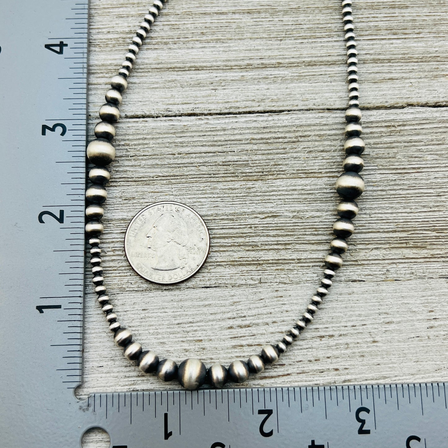 13" 14" 15" 16" 17" adjustable choker, Real Sterling Silver, oxidized, 3mm - 8mm Bead Necklace, Western Pearl