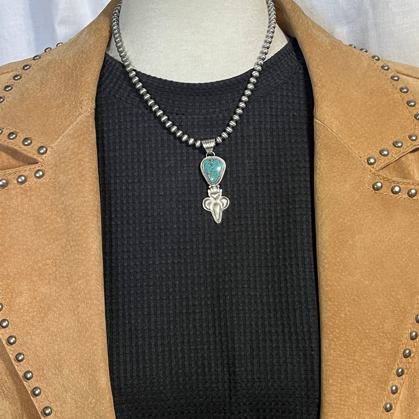 16" Kingman Red Web Turquoise  Necklace Gary Shorty Sterling Silver NK20