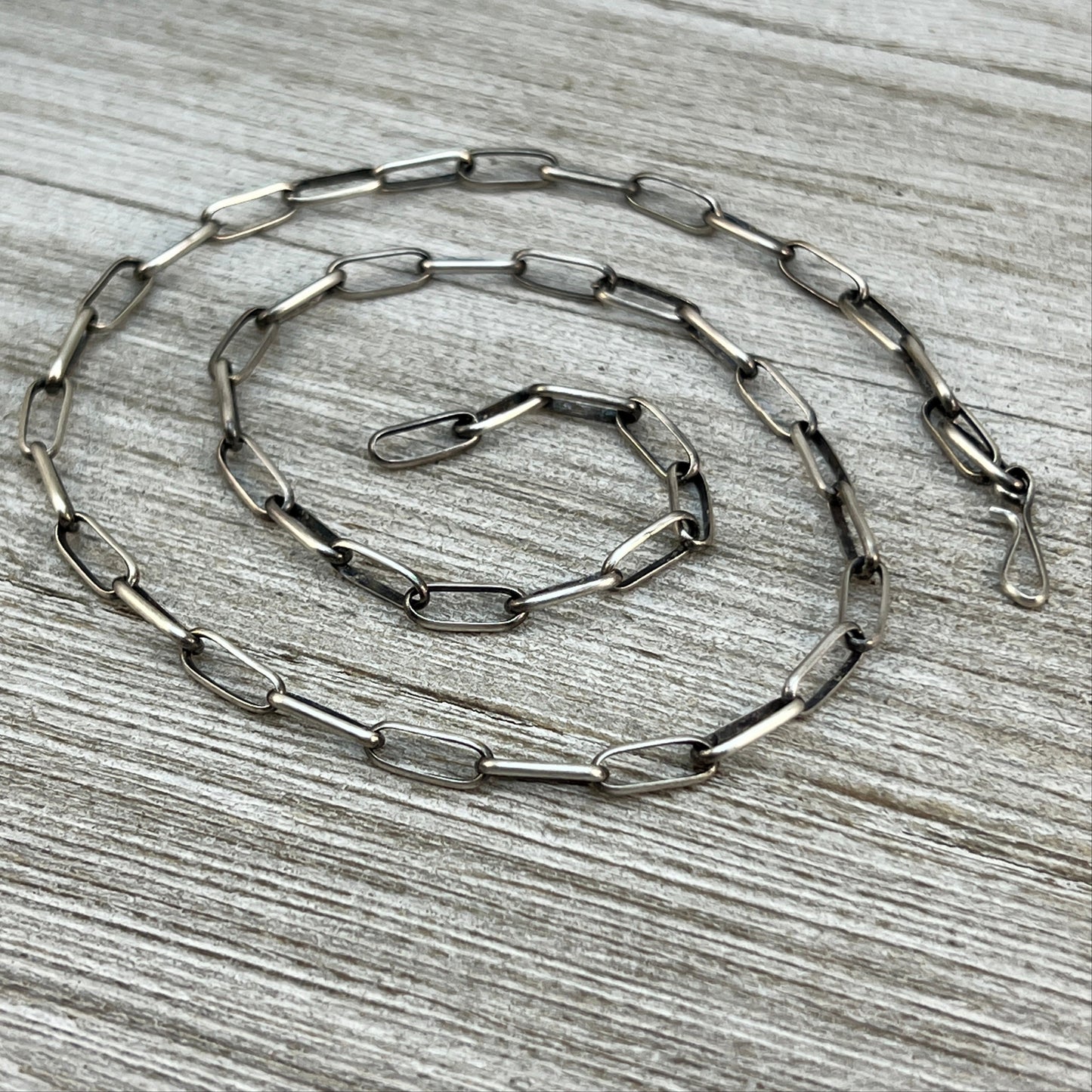 18" Sterling Silver Navajo Handmade Paper Clip Link Chain necklace Sally Shirley CH18