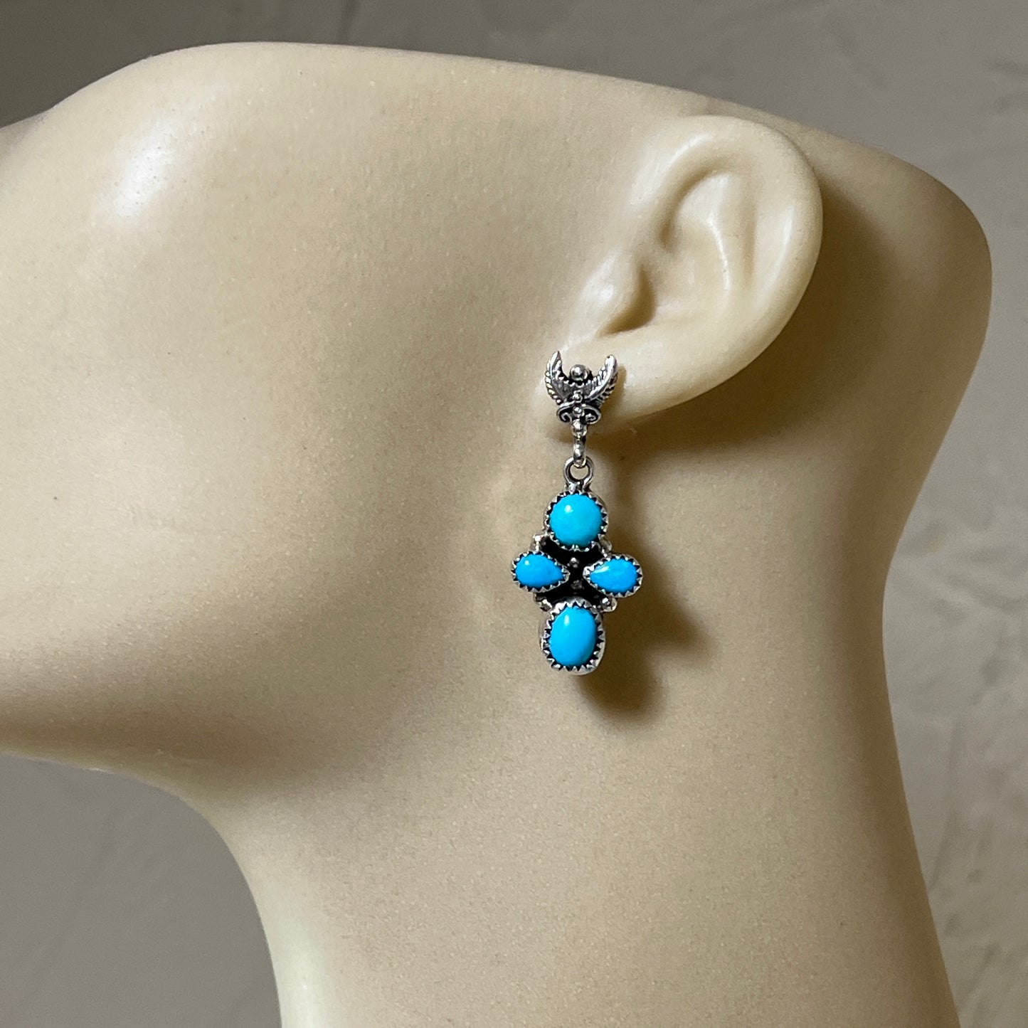 Sterling silver Turquoise cluster Earrings Bernita Begay Sterling Silver 848