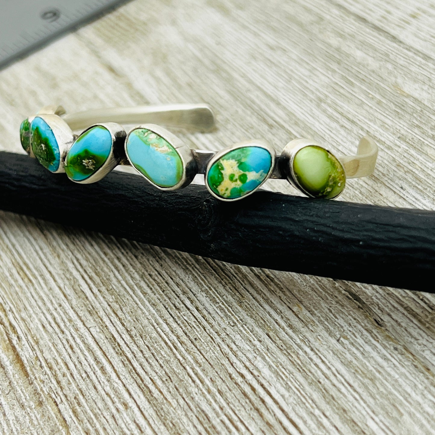 6 1/2" Sonoran Gold polychrome Turquoise cuff bracelet sterling silver Verley Betone BR25