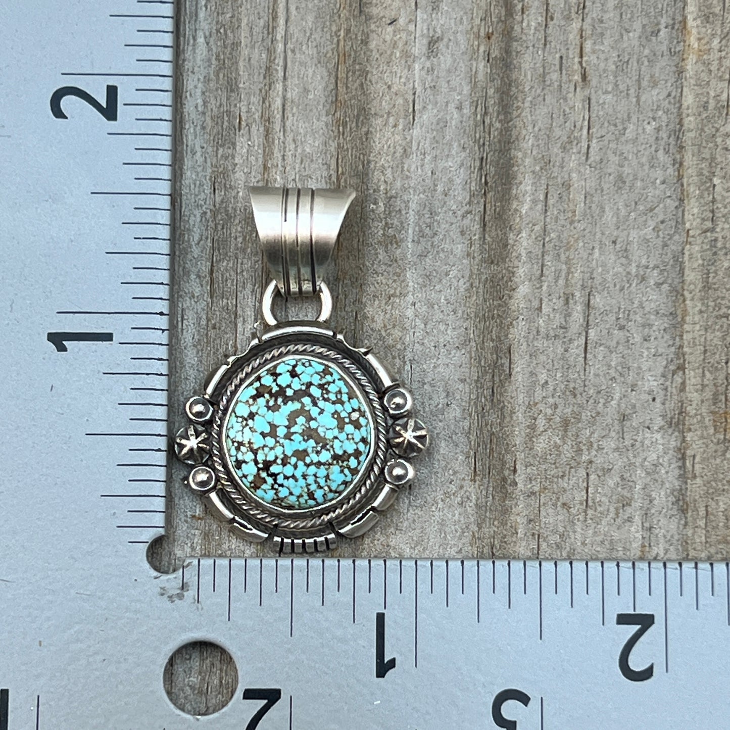 Kingman Turquoise pendant sterling silver Marita Benally Navajo 755
