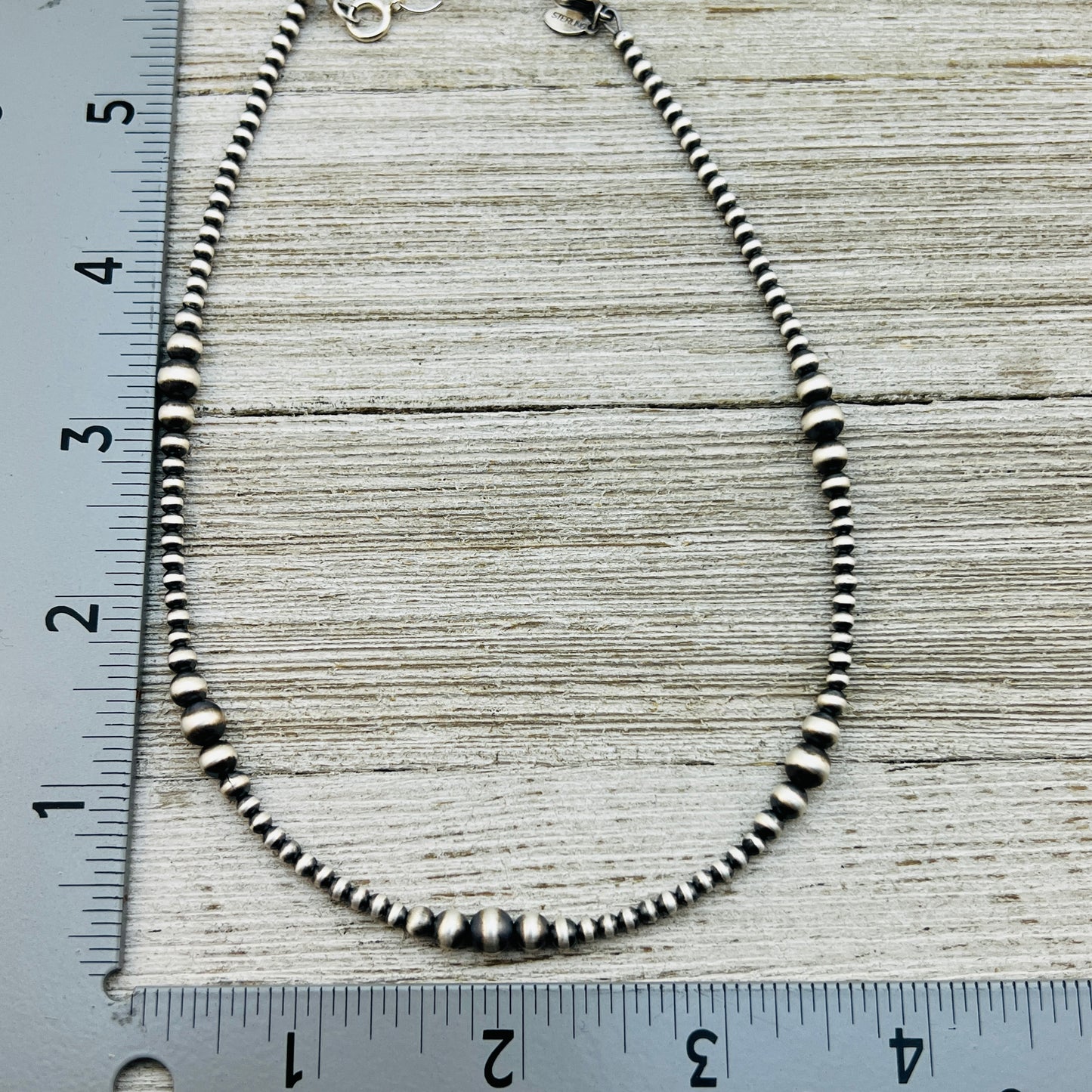 13" 14" 15" 16" 17" adjustable choker, Real Sterling Silver, oxidized, 3mm-6mm Bead Necklace, Western Pearl