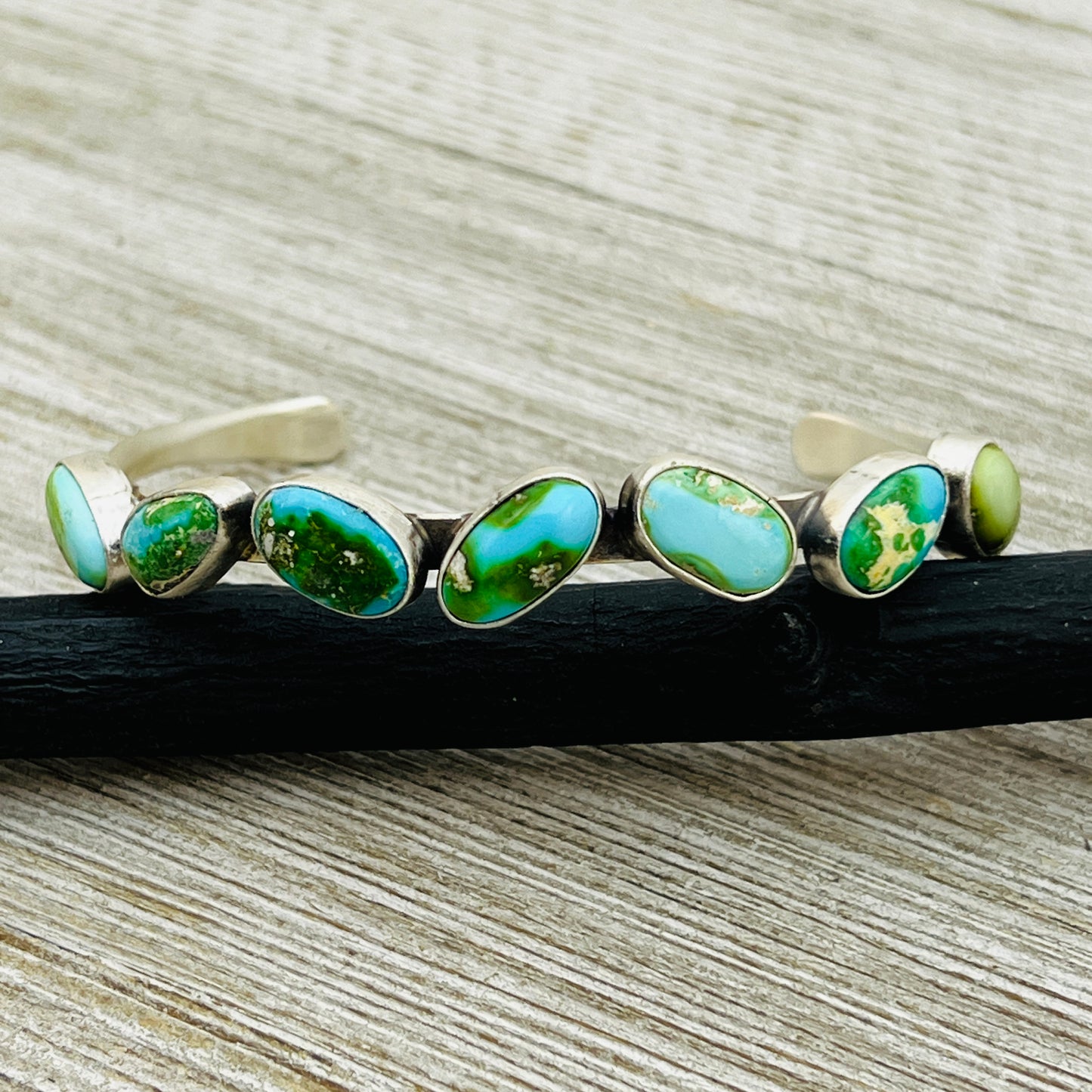6 1/2" Sonoran Gold polychrome Turquoise cuff bracelet sterling silver Verley Betone BR25