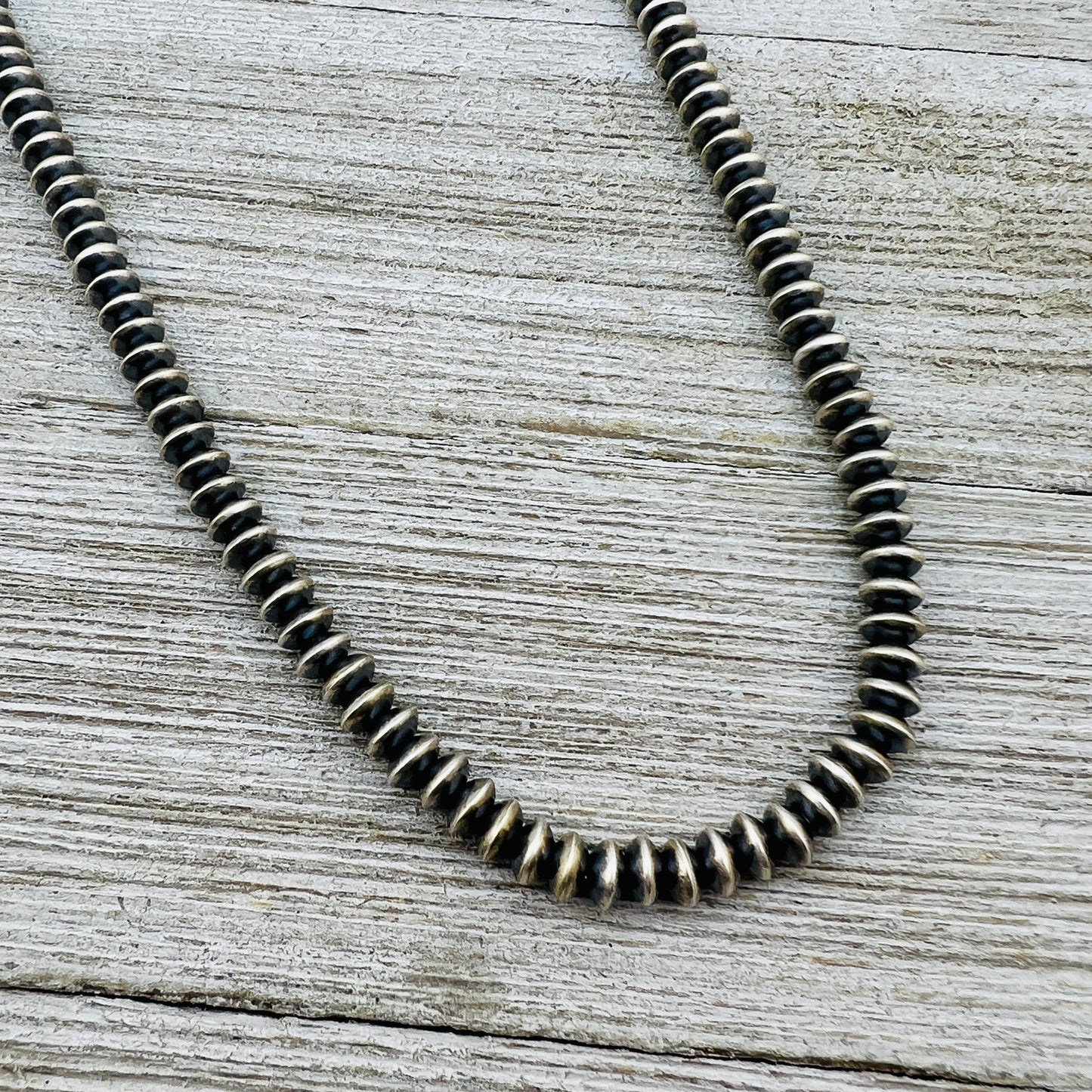 18" Sterling silver Navajo handmade 5mm saucer bead Pearl necklace Dorinda Mariano