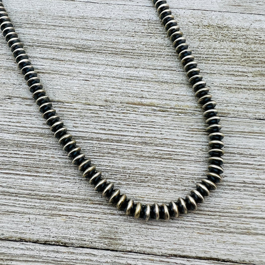 18" Sterling silver Navajo handmade 5mm saucer bead Pearl necklace Dorinda Mariano