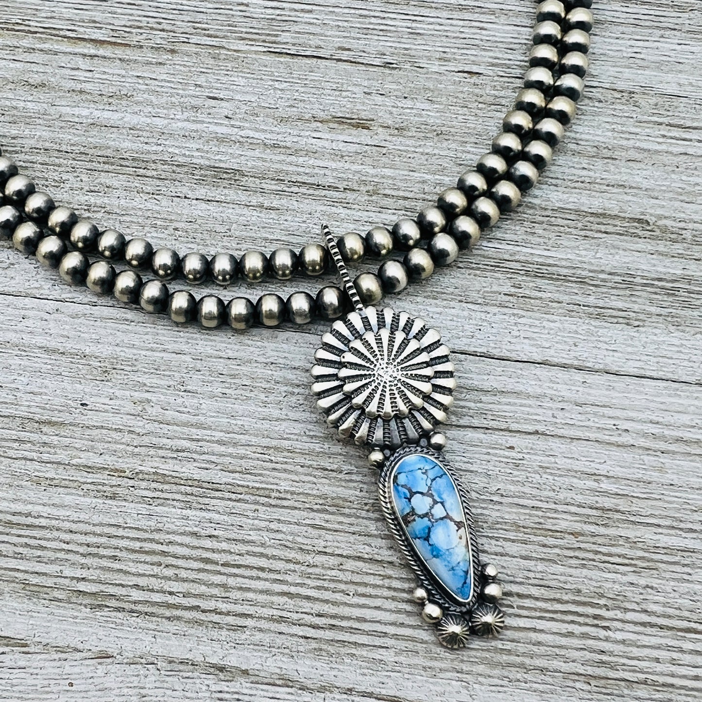 16" Golden Hills Turquoise  Necklace Tom Lewis Sterling silver NK14