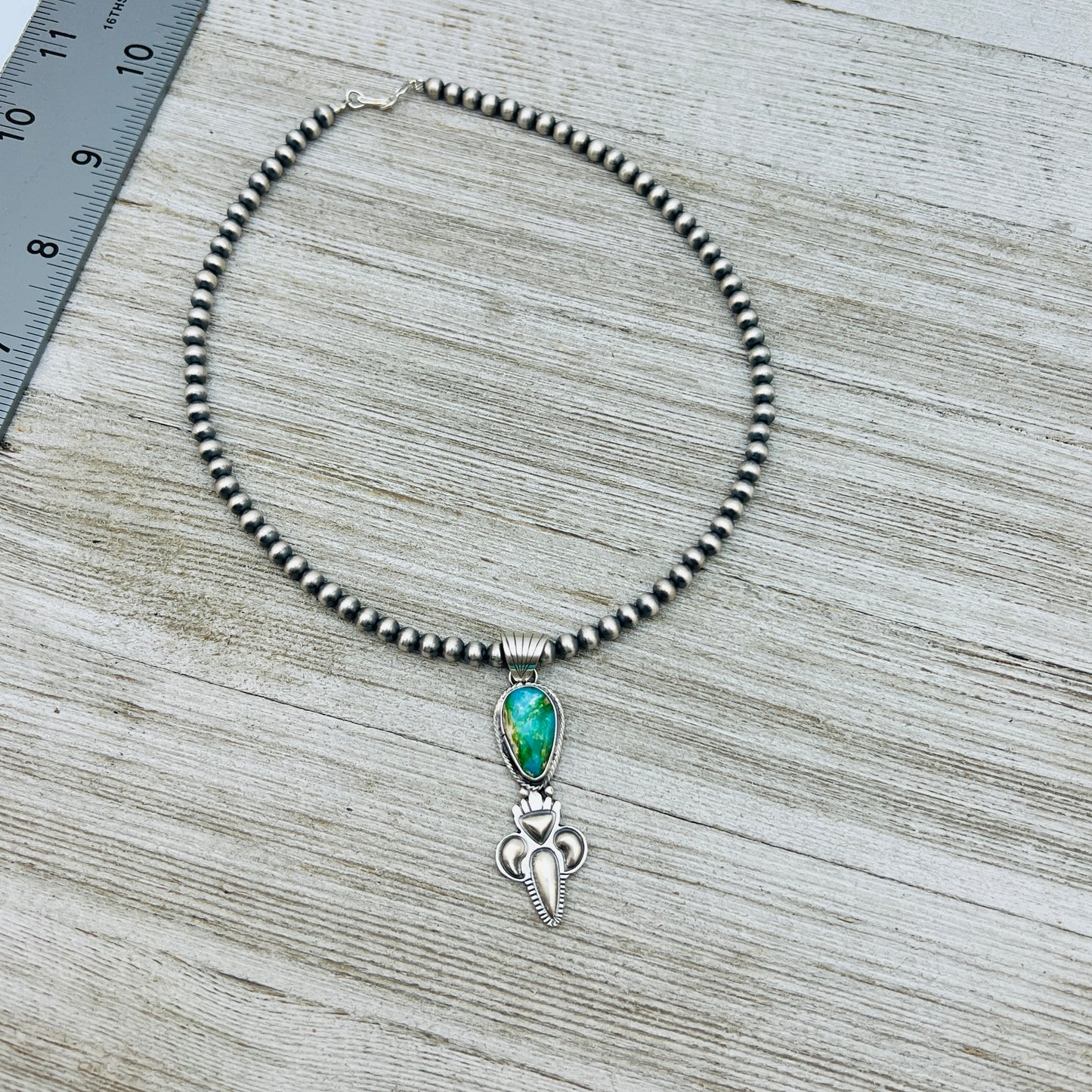 16" Sonoran Gold polychrome Turquoise  Necklace Gary Shorty Sterling Silver NK19