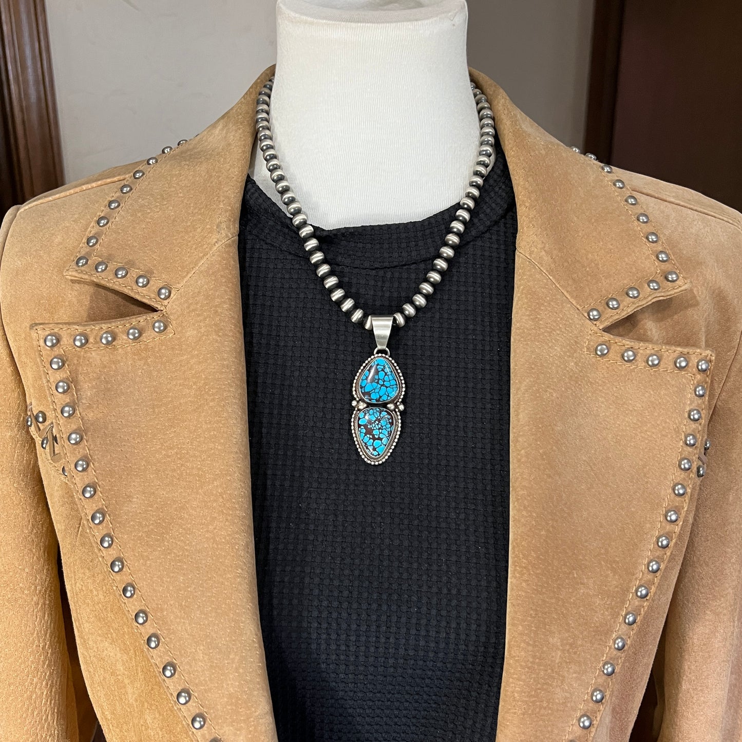 Egyptian Turquoise sterling silver pendant 6 Navajo Kathleen Livingston