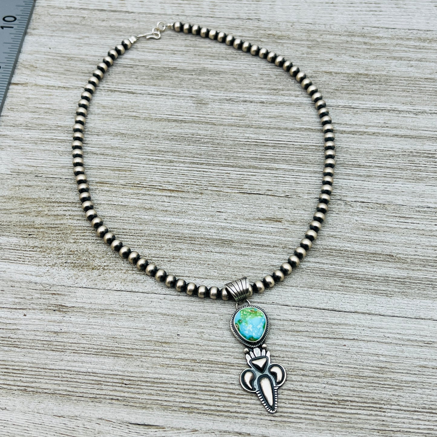 16" Sonoran Gold polychrome Turquoise  Necklace Gary Shorty Sterling Silver NK18