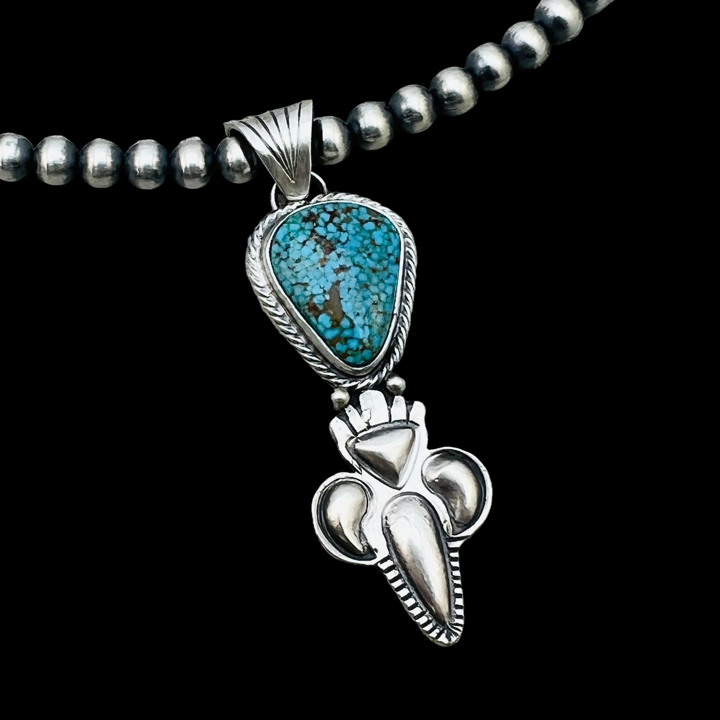 16" Kingman Red Web Turquoise  Necklace Gary Shorty Sterling Silver NK20