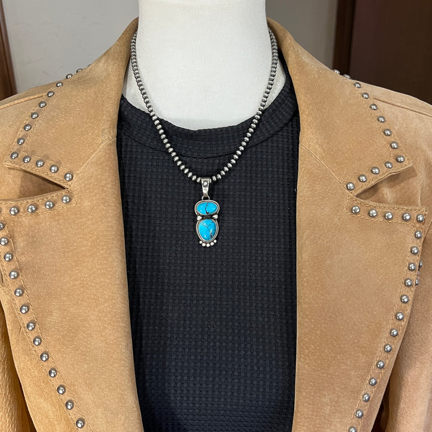 Egyptian Turquoise sterling silver pendant 3 Navajo Kathleen Livingston