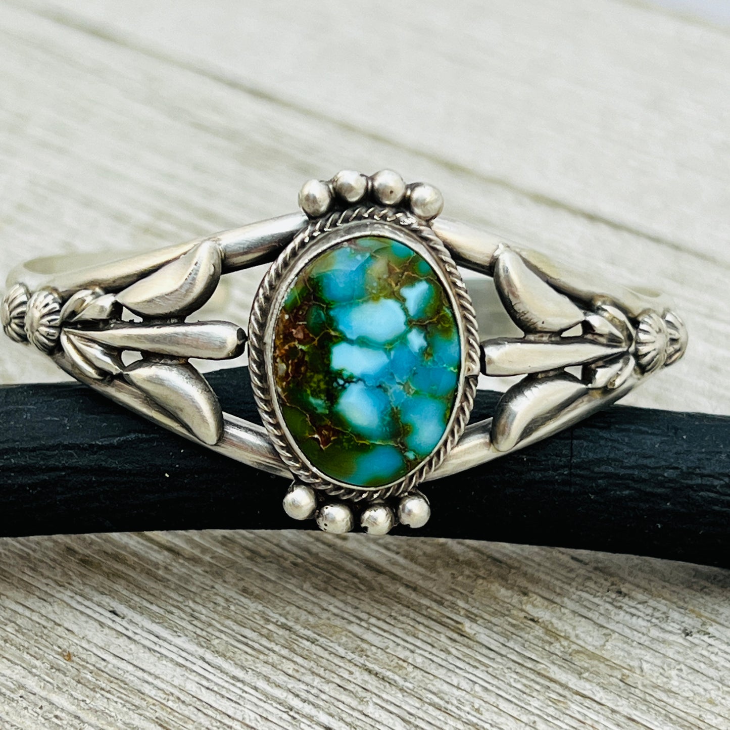 6 1/4" Kingman polychrome Turquoise cuff bracelet sterling silver Bobby Platero BR15