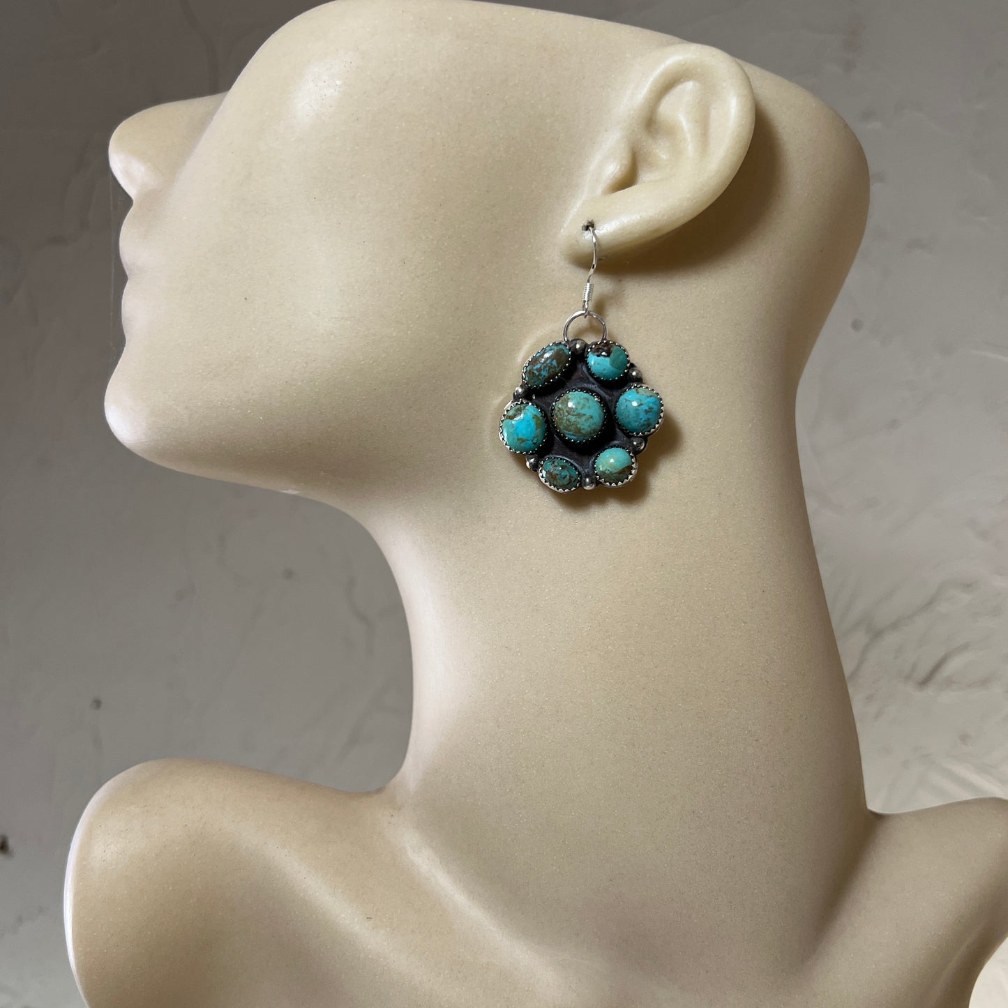 22" Lariat Kingman turquoise cluster necklace Jolene Begay Navajo handmade 732
