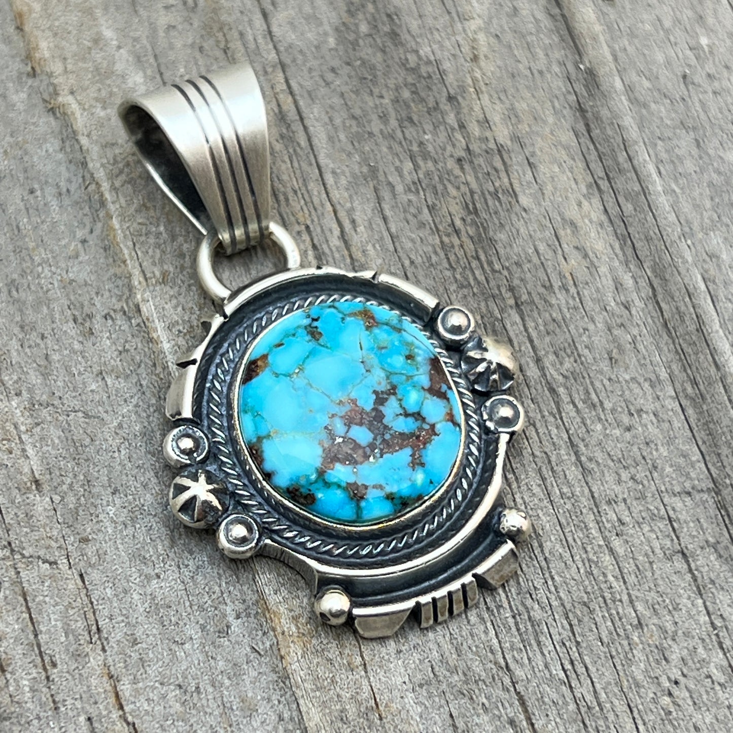 Kingman Turquoise pendant sterling silver Marita Benally Navajo 750