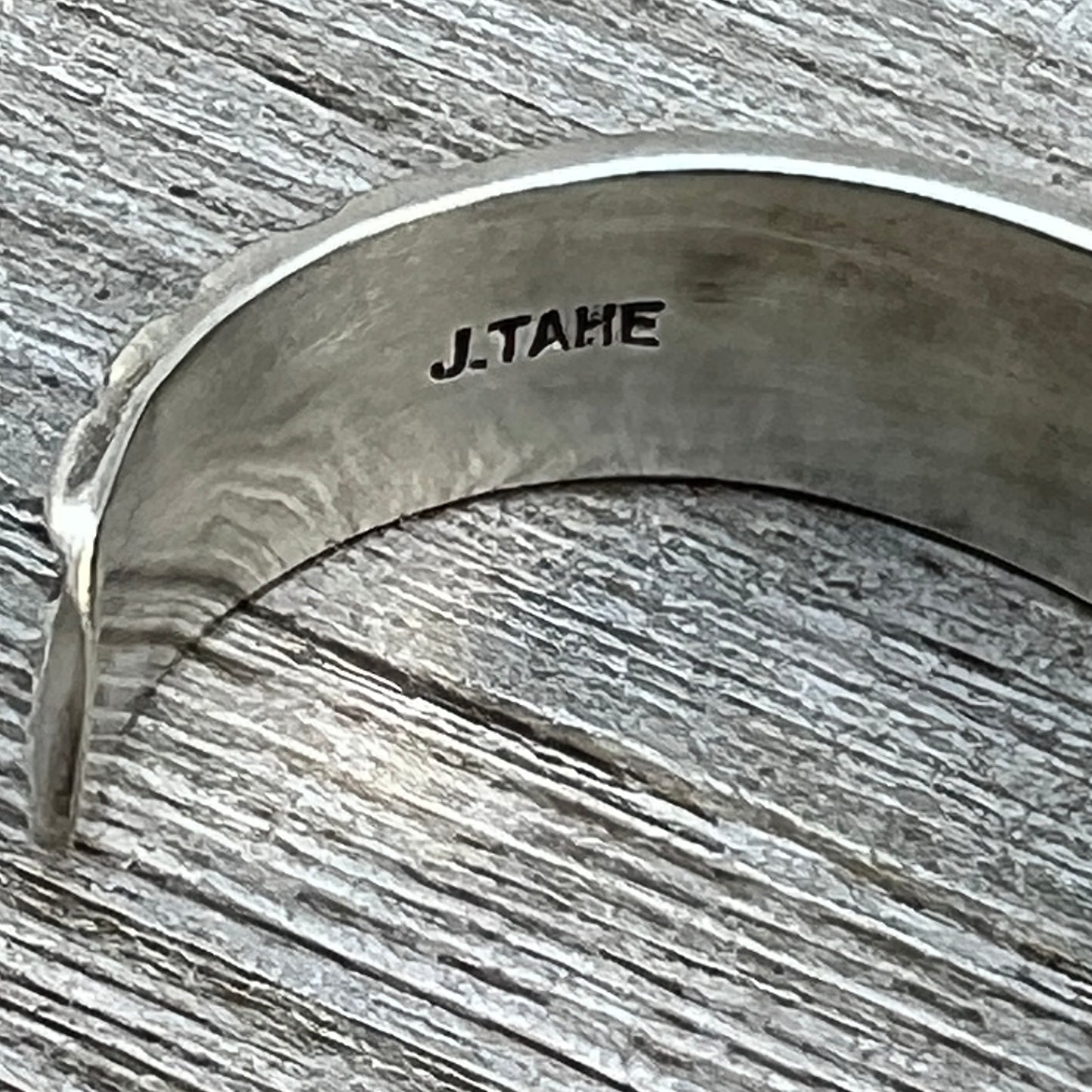 6 1/2" Heavy Stamped cuff bracelet 2, Navajo handmade Jerrold Tahe sterling silver stack