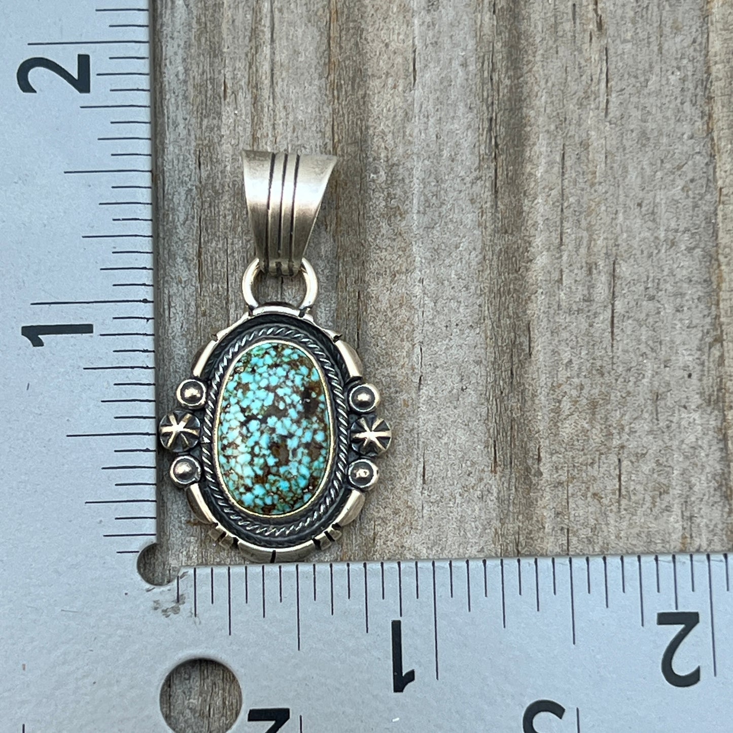Kingman Turquoise pendant sterling silver Marita Benally Navajo 758