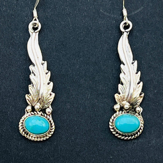Turquoise  earrings sterling silver Rita Largo Navajo handmade ER39