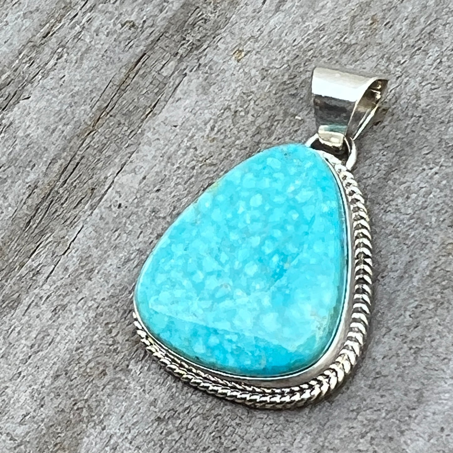 Sterling silver Kingman waterweb Turquoise pendant Burt Francisco Navajo 626