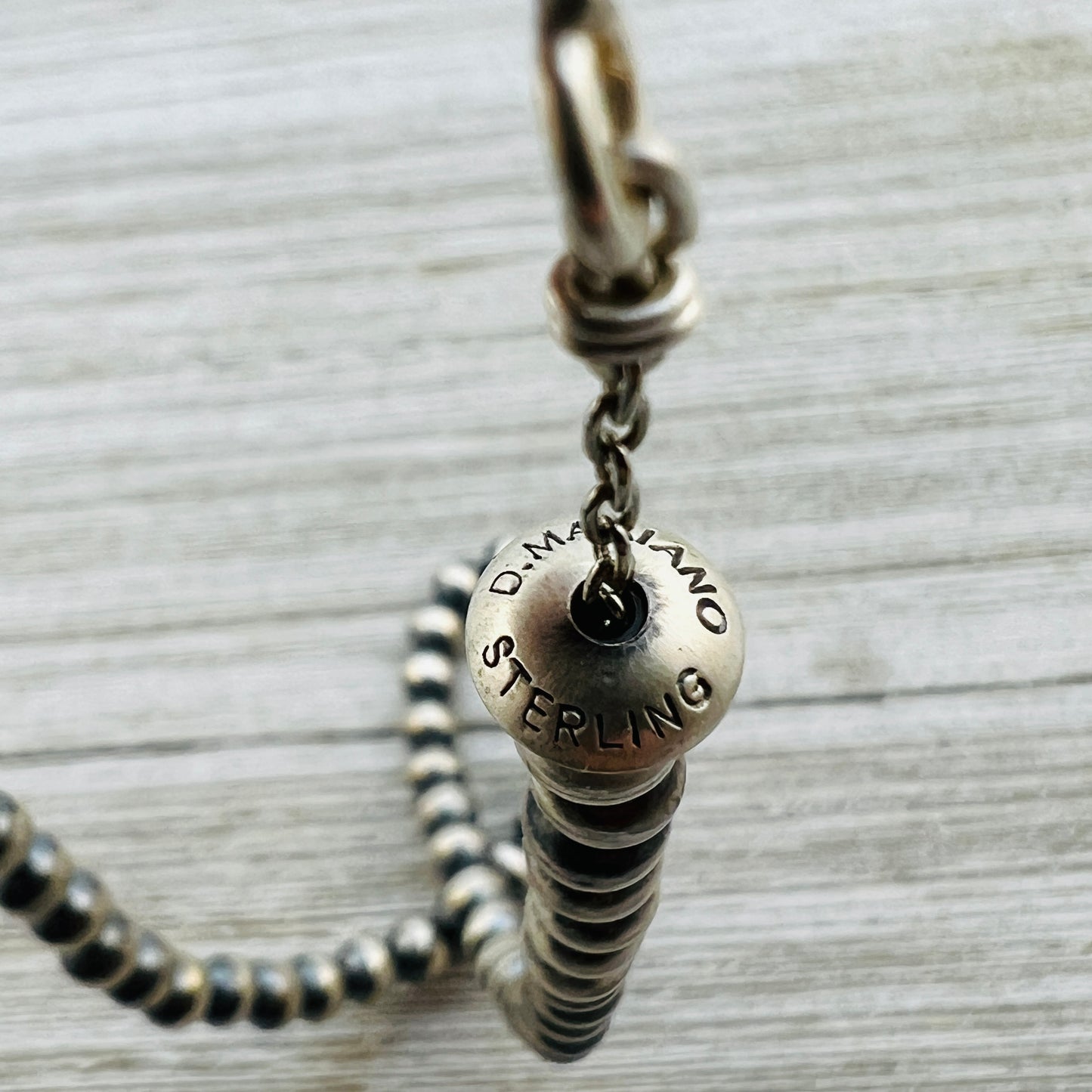16" Sterling silver Navajo handmade 6mm round bead Pearl necklace Dorinda Mariano signed