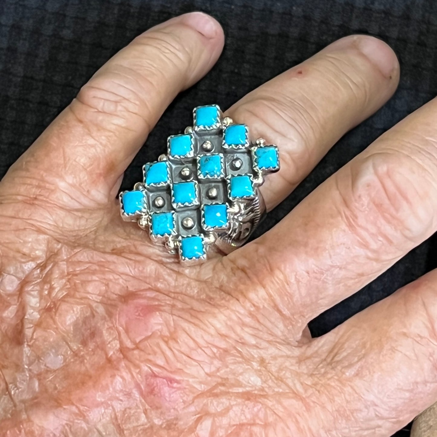 Size 7 Blue Kingman Turquoise Ring Sterling Silver handmade Verley Betone 542