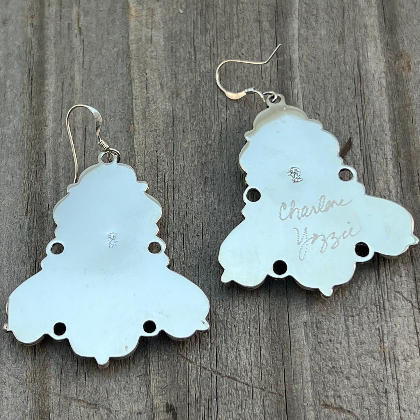 Large Turquoise cluster earrings sterling silver Charlene Yazzie Navajo handmade 698