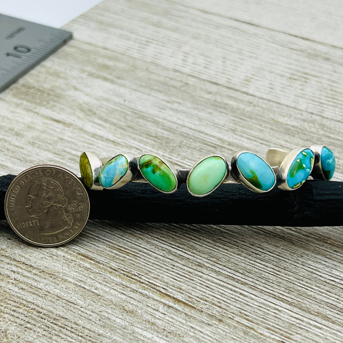 6 1/2" Sonoran Gold polychrome Turquoise cuff bracelet sterling silver Verley Betone BR24