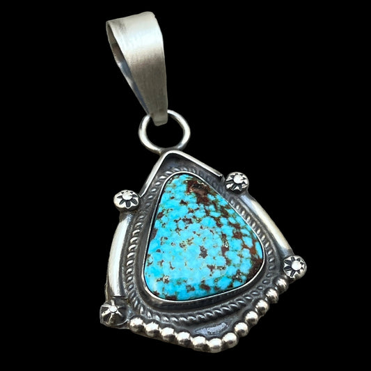 High Grade  Kingman Spiderweb Turquoise pendant sterling silver Leslie Nez Navajo 795