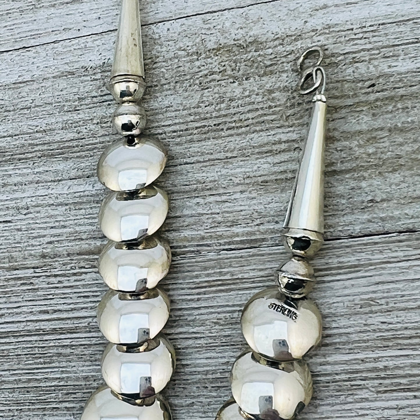 23" pillow Bead necklace earrings set sterling silver Tim Thompson Navajo 730