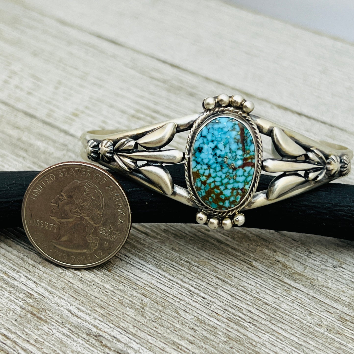6 1/4" Kingman Turquoise cuff bracelet sterling silver Bobby Platero BR18
