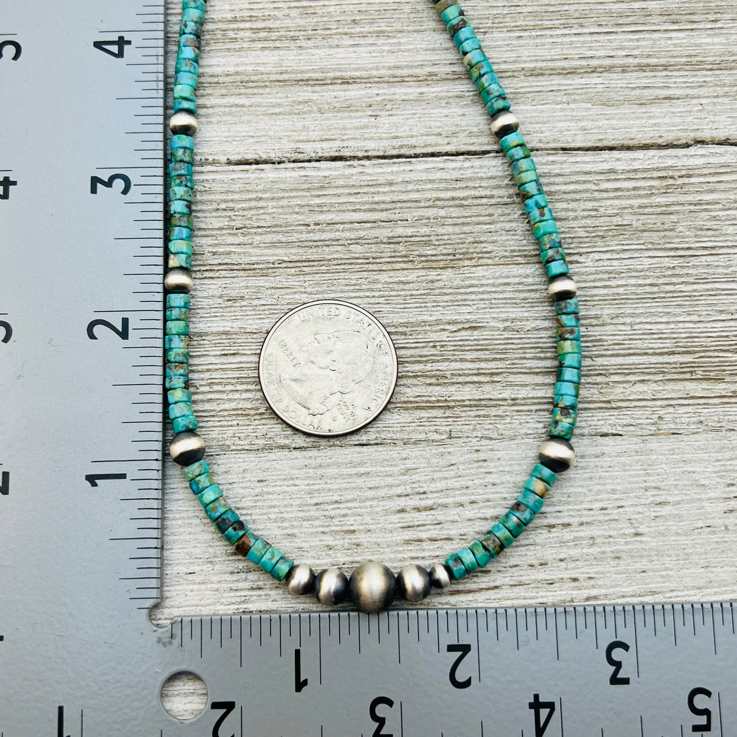 13" 14" 15" 16" 17" adjustable choker, Real Sterling Silver, oxidized, Turquoise Bead Necklace, Western Boho Pearl