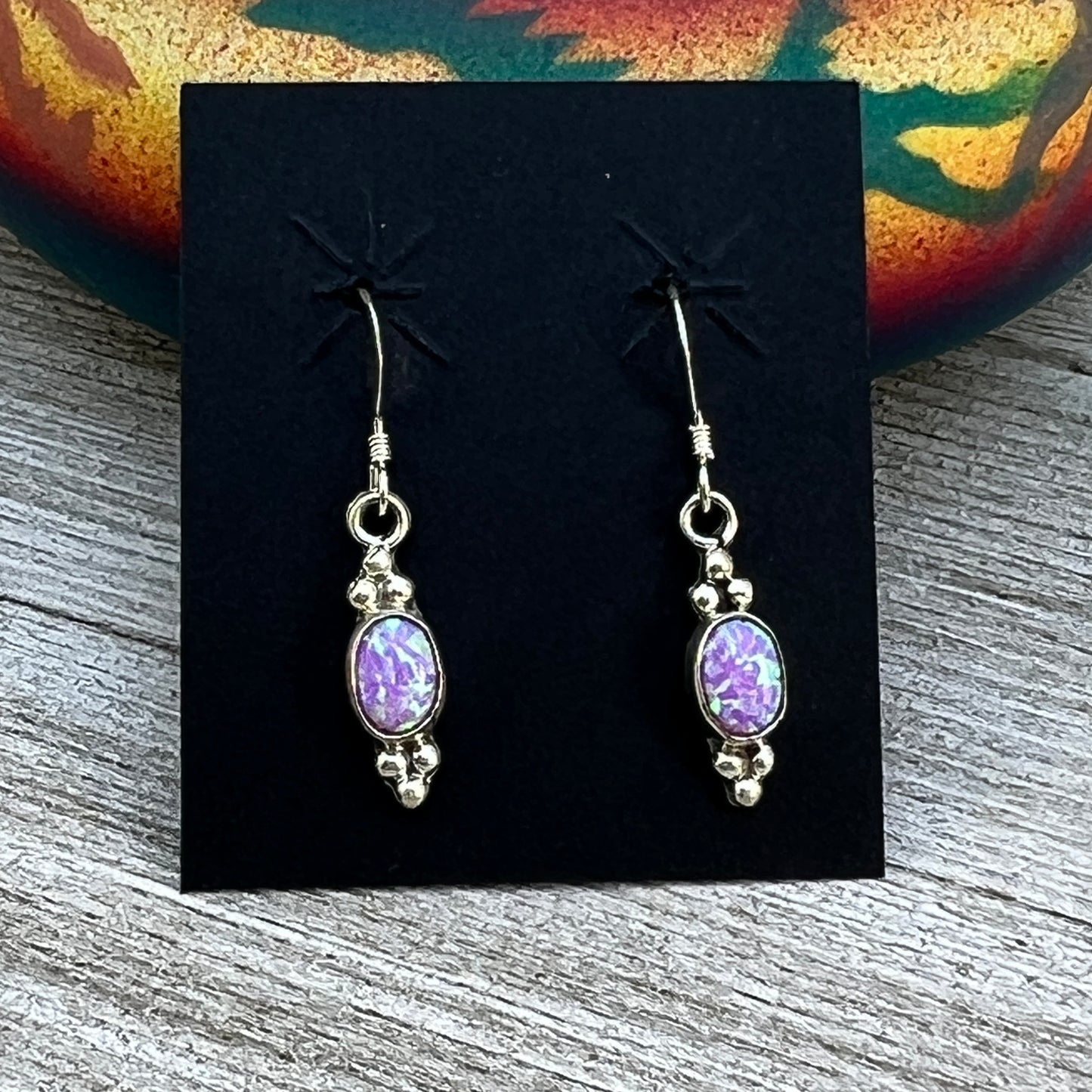 Dainty pink Opal Dangle earrings, small handmade Sterling Silver