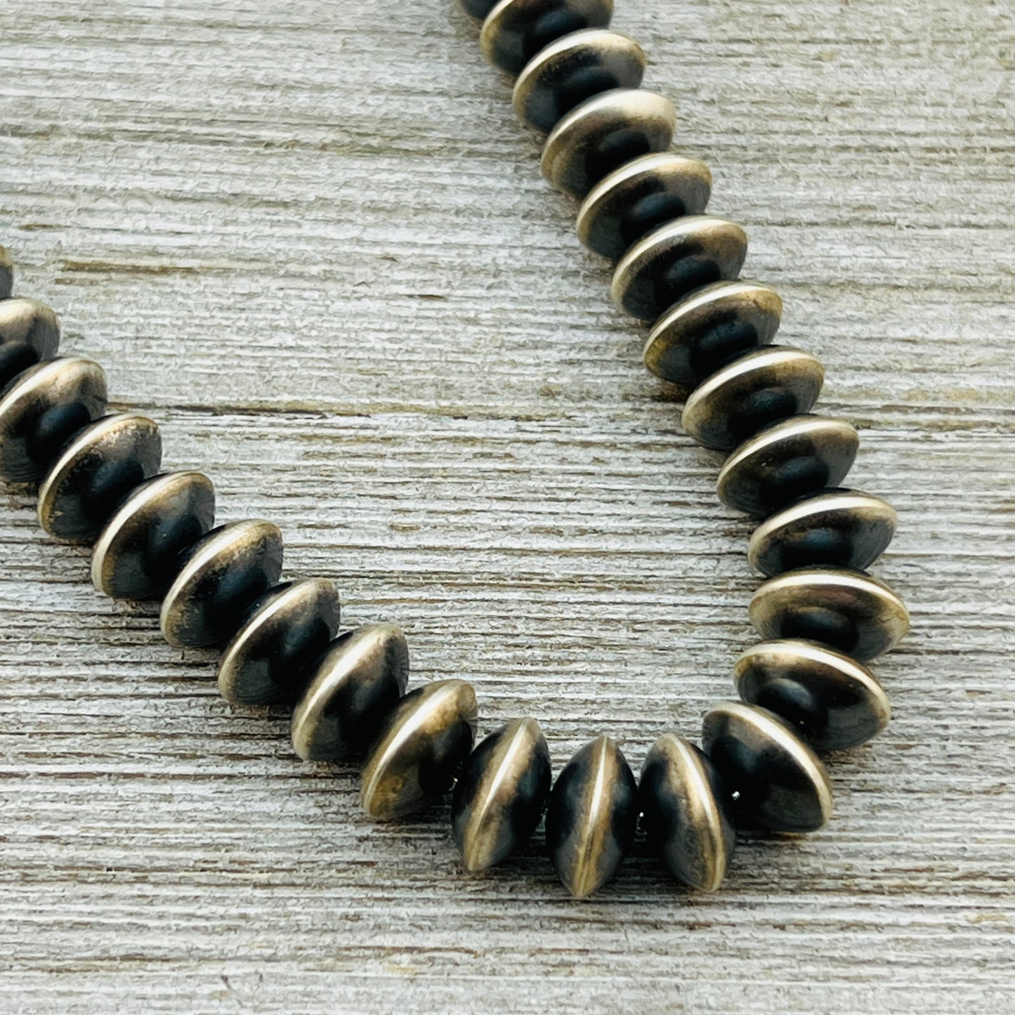 18" Sterling silver Navajo handmade 10mm saucer bead Pearl necklace Bryannen Halwood signed