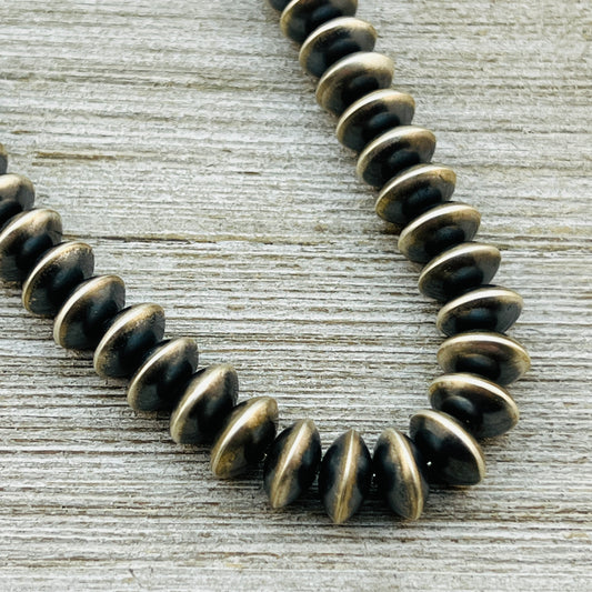 18" Sterling silver Navajo handmade 10mm saucer bead Pearl necklace Bryannen Halwood signed
